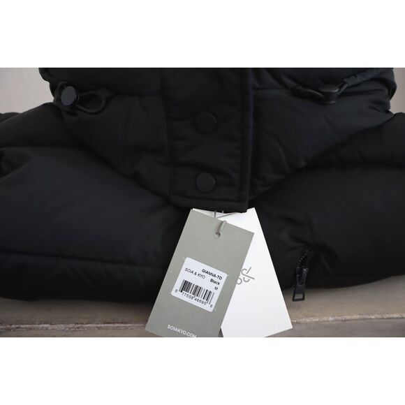 Soia & Kyo Revolve Women Sz M Black Gianna Belted Down Filled Puffer Jacket - Picture 5 of 16